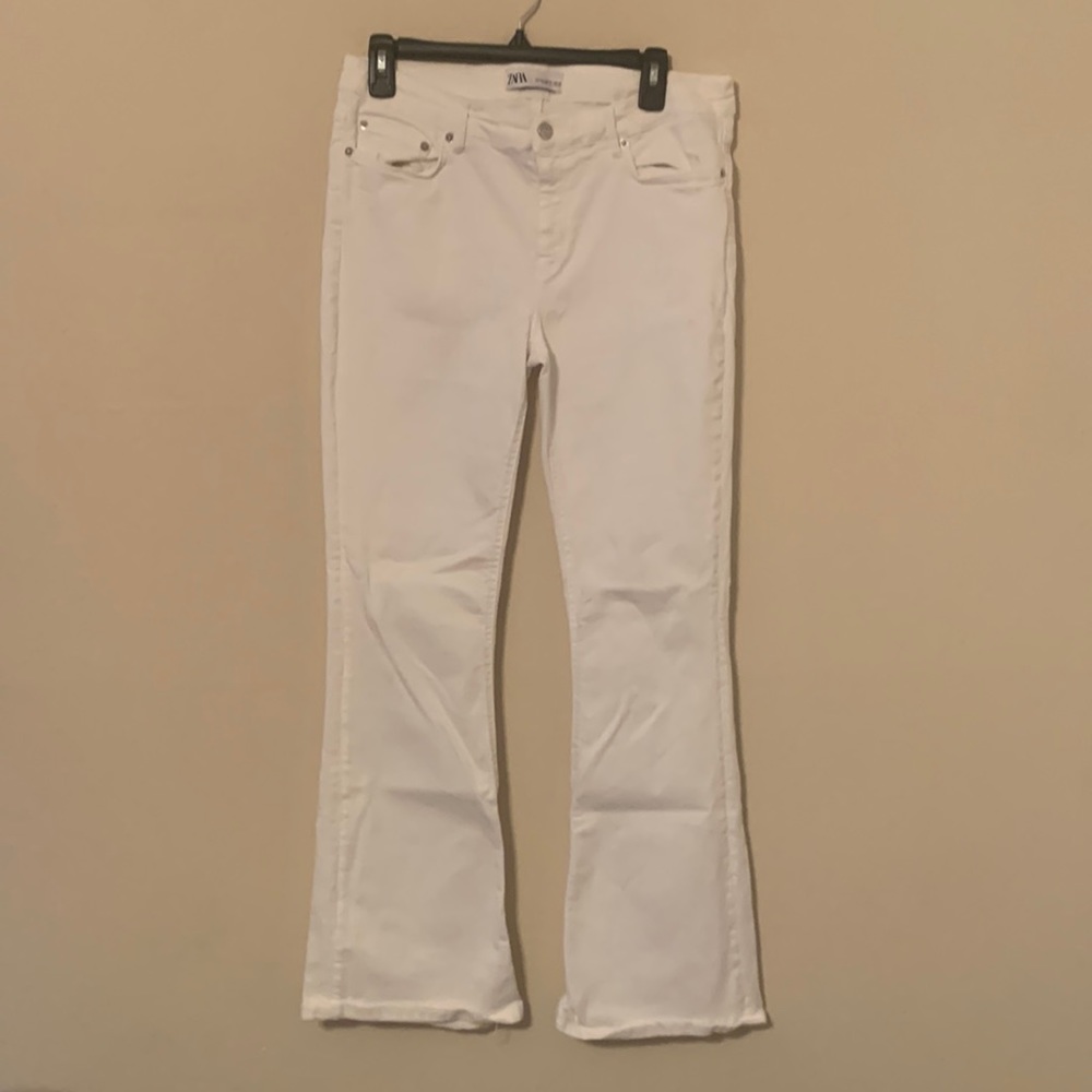 Zara White Flare Bottom Jeans